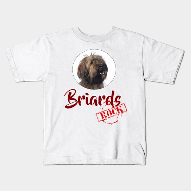 Briards Rock! Kids T-Shirt by Naves